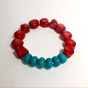Coral and Howlite Stretch Bracelet